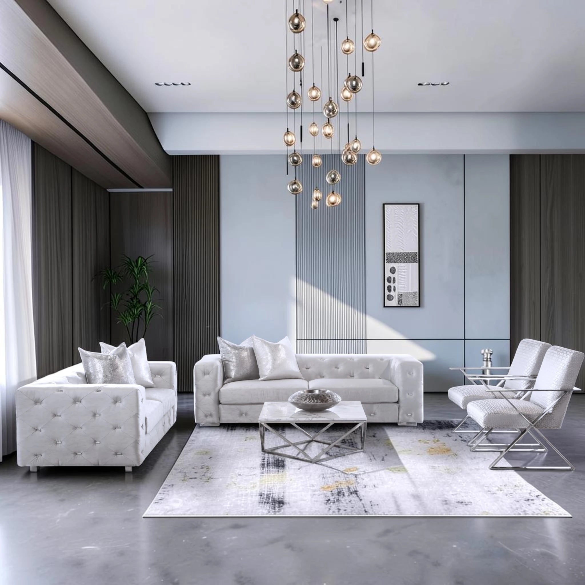 Layla 4 Piece Lounge Suite - Silver
