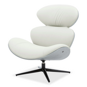 Loretto Swivel Chair in White genuine leather