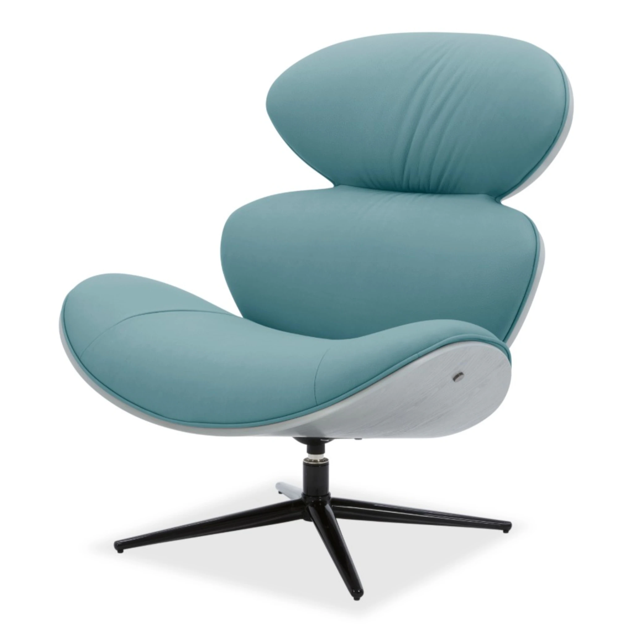 Loretto Swivel Chair in Blue genuine leather