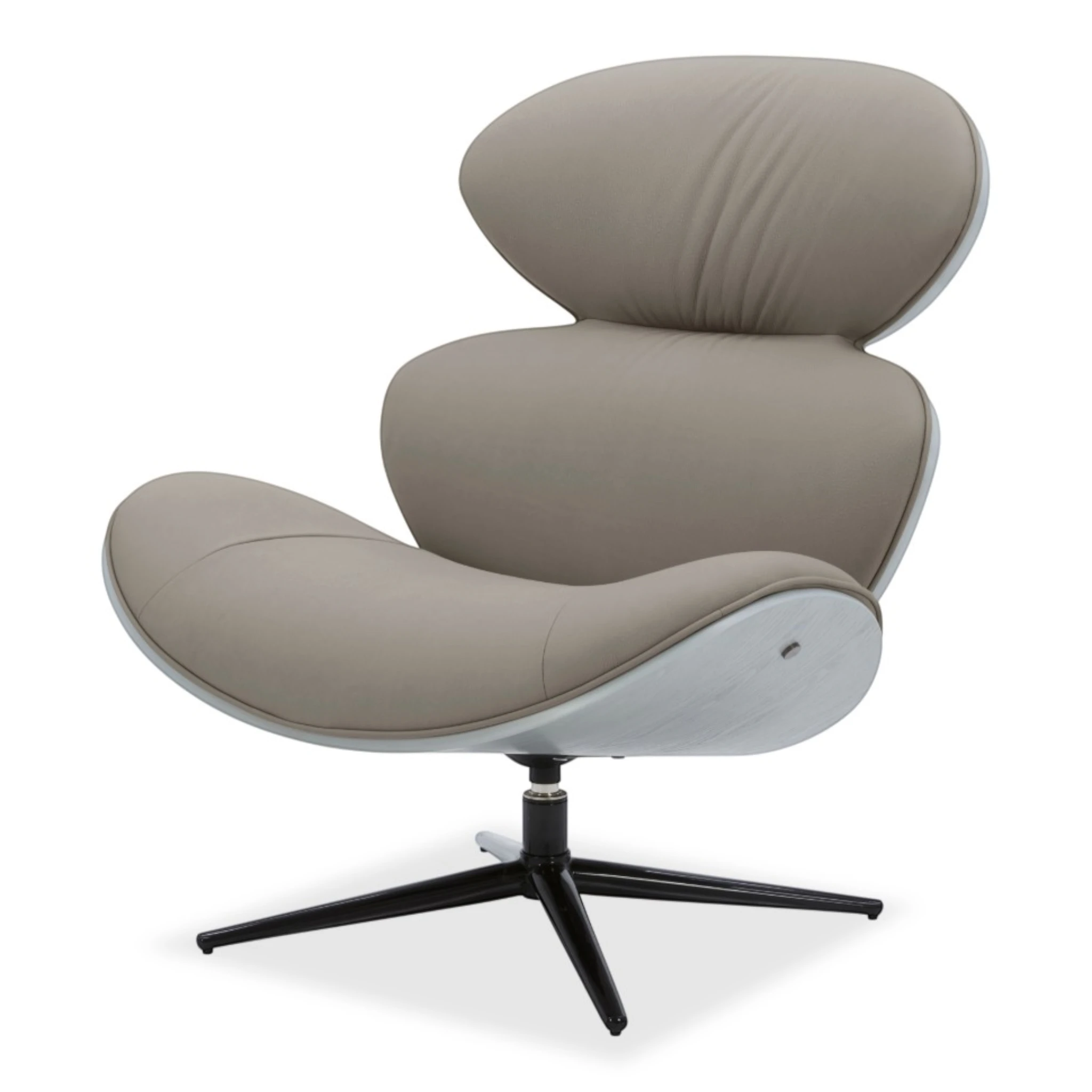 Loretto Swivel Chair in Dark Grey genuine leather