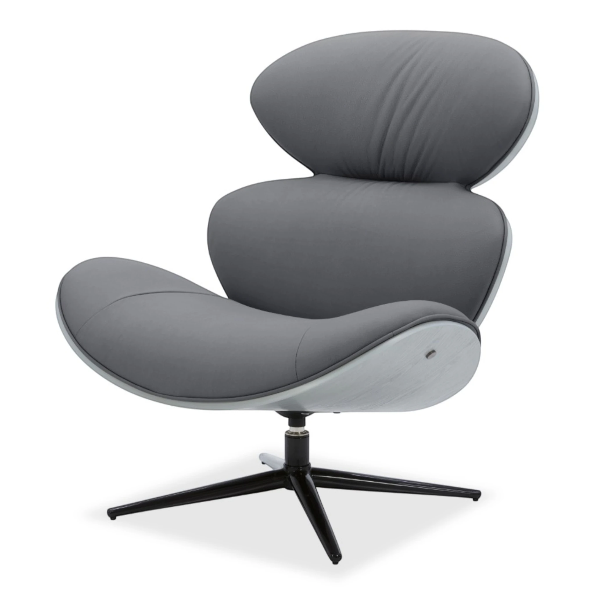 Loretto Swivel Chair in Graphite genuine leather