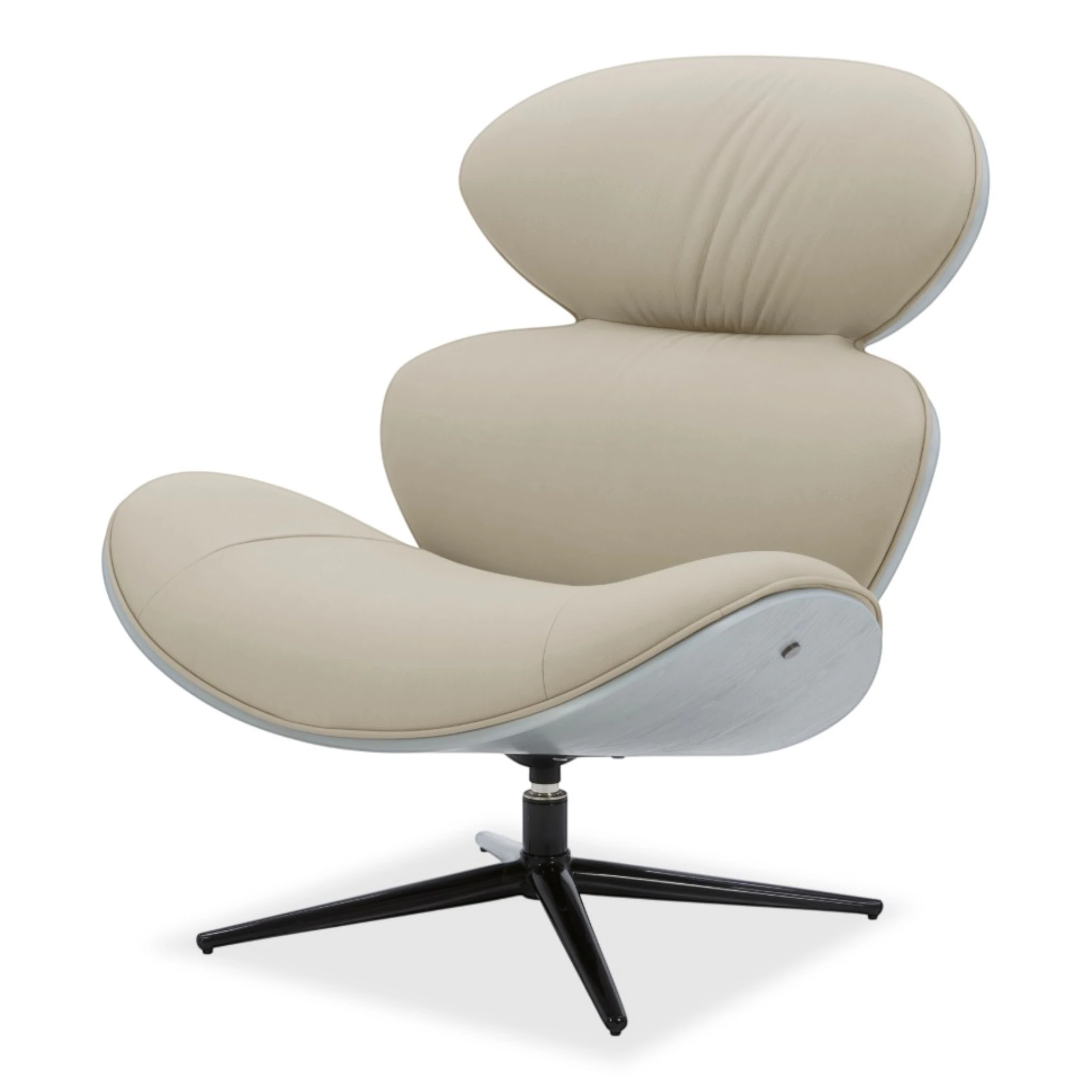 Loretto Swivel Chair in Oyster genuine leather