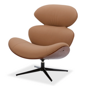 Loretto Swivel Chair in Tan genuine leather