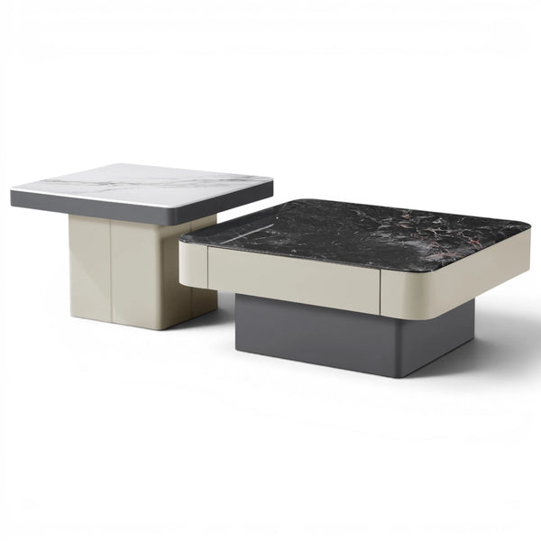 Radian 2 Piece Coffee Table Set - Artificial Marble