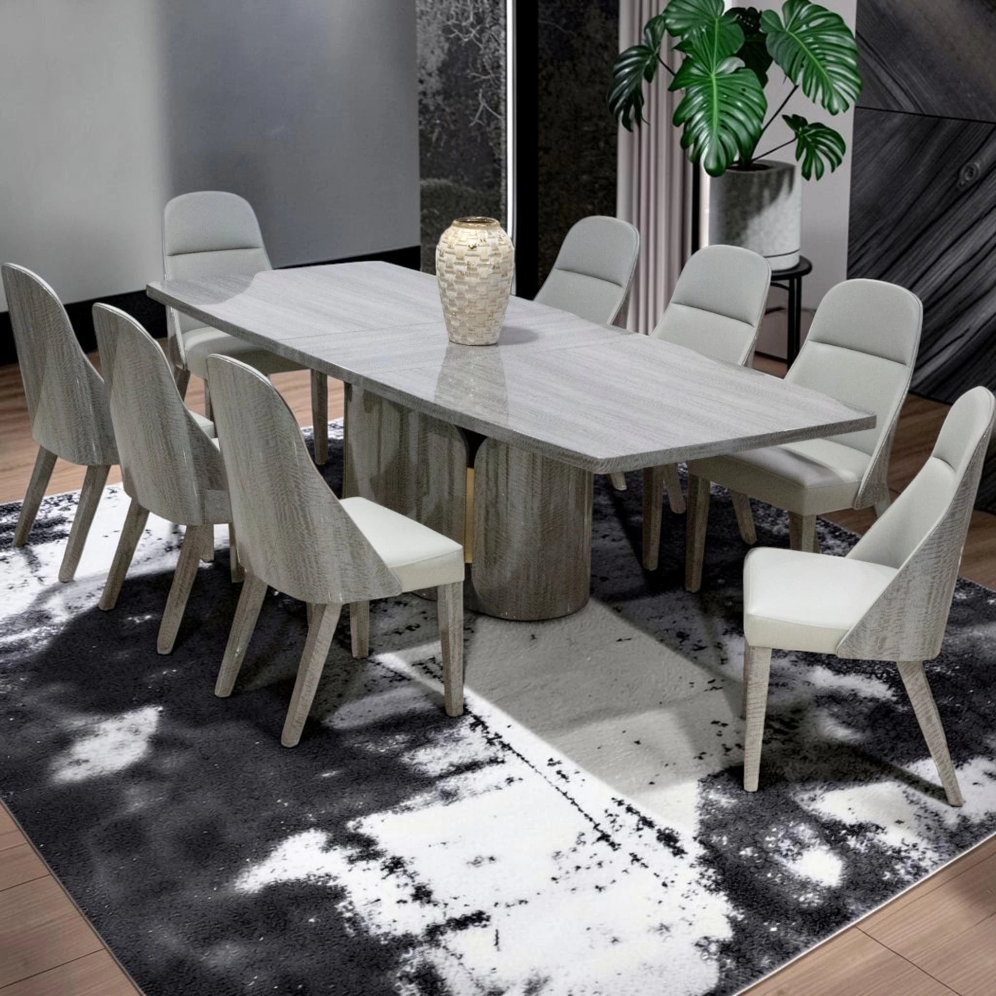 Silvio 9 Piece Dining Room Suite - Grey Maple
