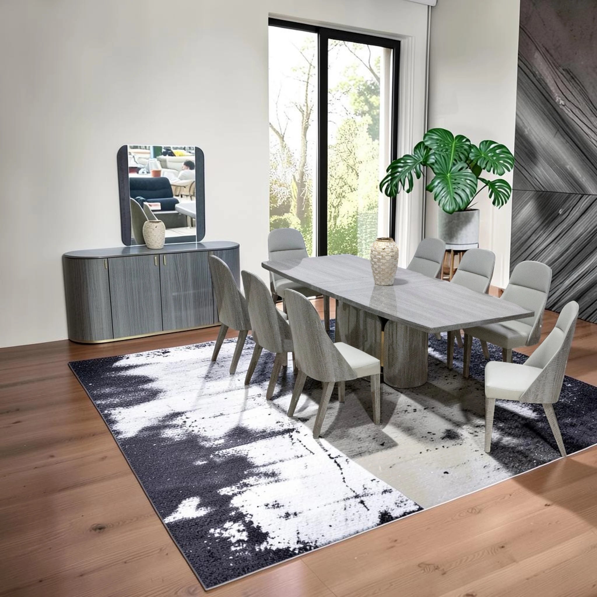 Silvio 9 Piece Dining Room Suite - Grey Maple