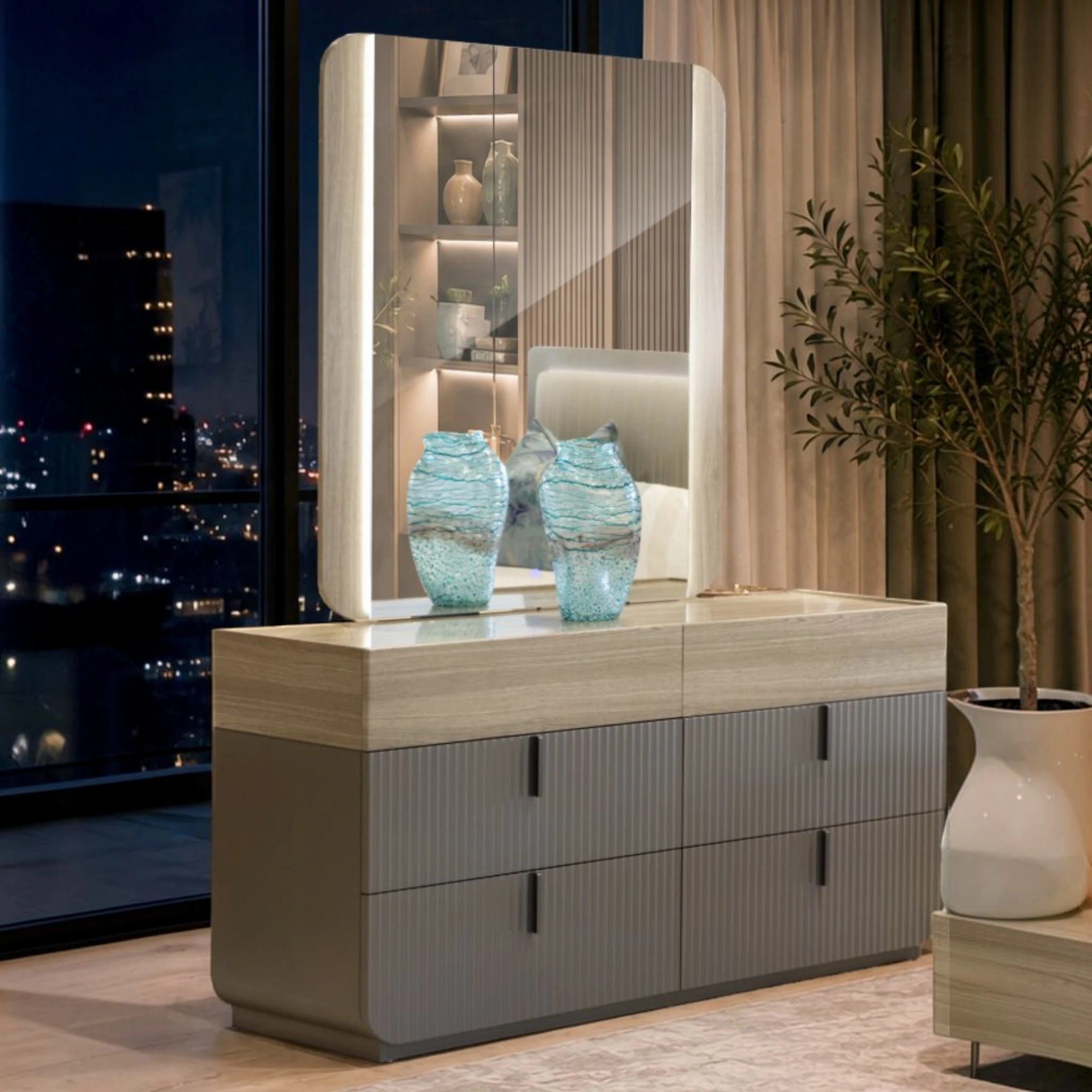 Pavia Dressing Table And Mirror - Taupe