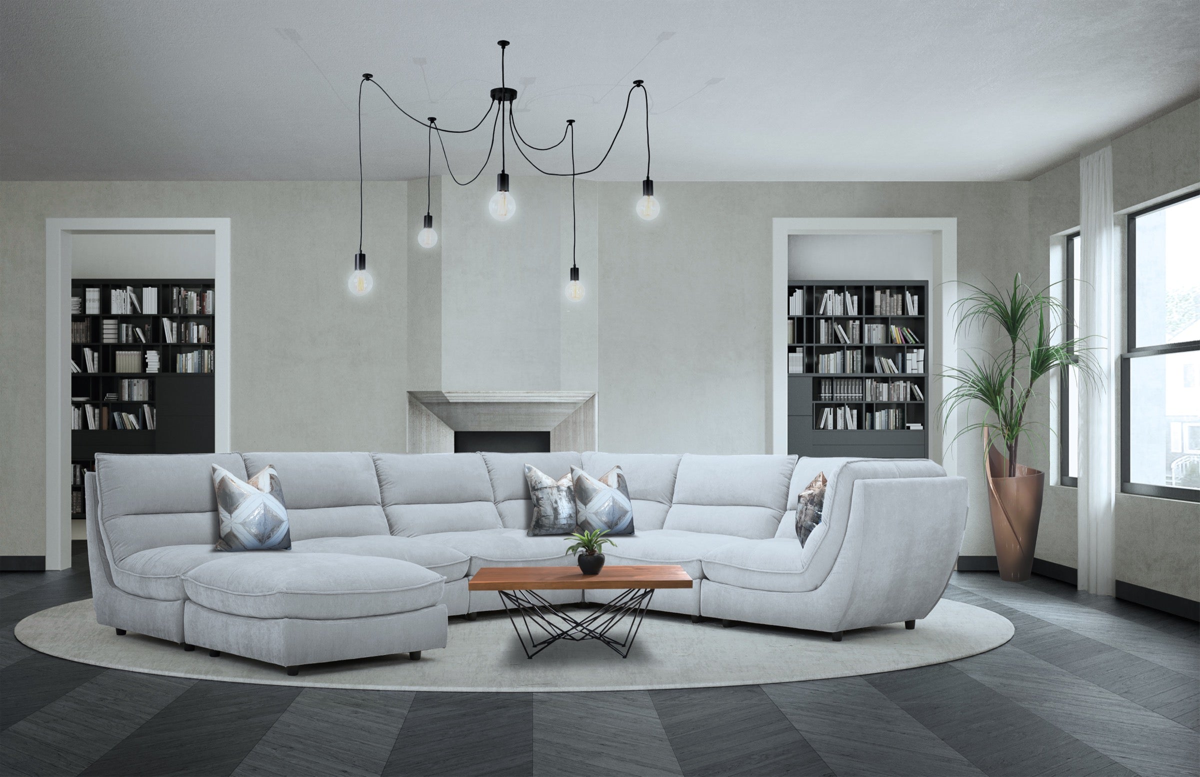 Chagall Modular Lounge Suite in light grey fabric