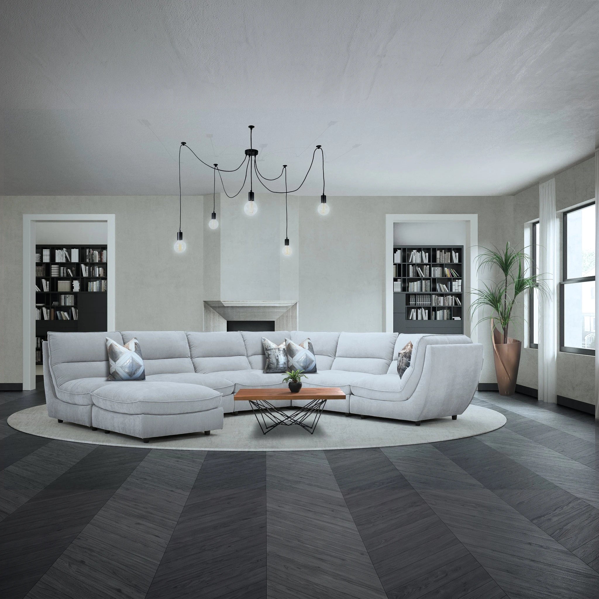 Chagall MK3 Modular Lounge Suite in light gray fabric with sectional configuration and cozy cushions.