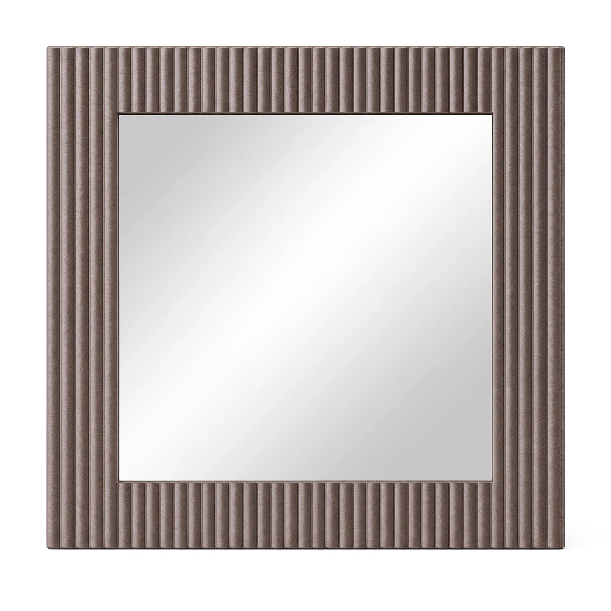 Brown Luciana mirror for dressing table with a rectangular design and a distinctive ribbed frame.