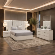 Mondavi Dressing Table and Mirror in white finish with a sleek, contemporary design and matching storage drawers