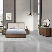 Tosca 3 Piece Bedroom Suite in Joya Oak with upholstered headboard and matching nightstands